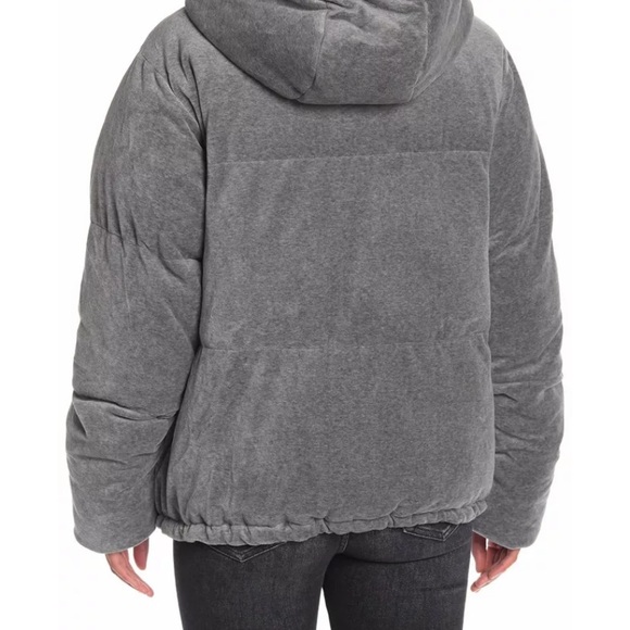 Kendall & Kylie Women Oversized Velour Puffer Jacket Heather Grey size Small - Picture 3 of 7